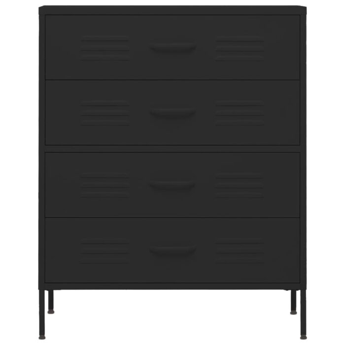 Commode Noir 80x35x101,5 cm Acier – Image 3