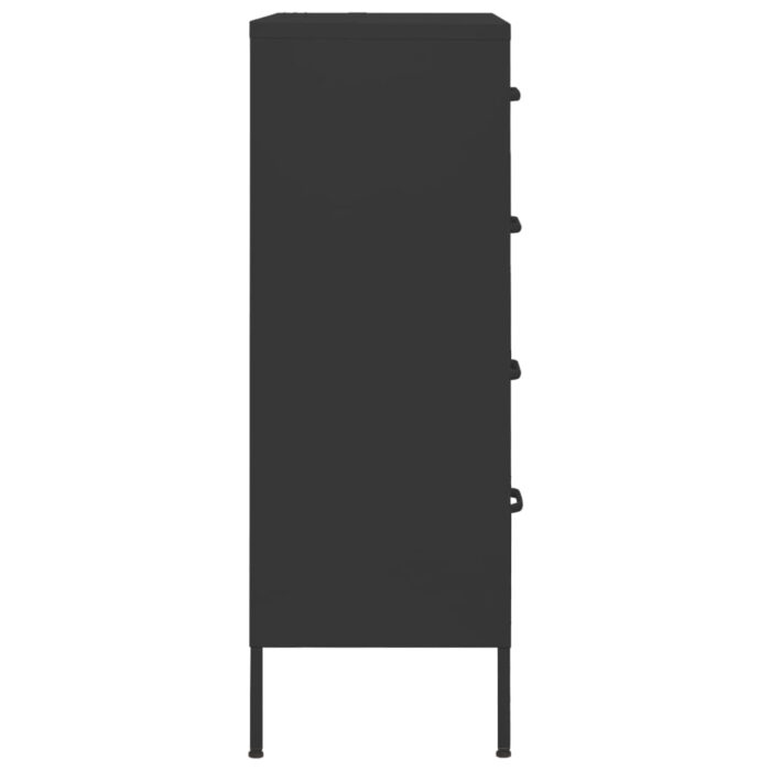 Commode Noir 80x35x101,5 cm Acier – Image 4