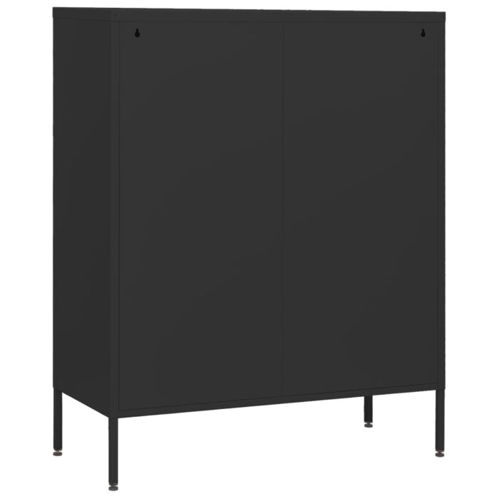 Commode Noir 80x35x101,5 cm Acier – Image 5