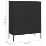 Commode Noir 80x35x101,5 cm Acier – Image 8