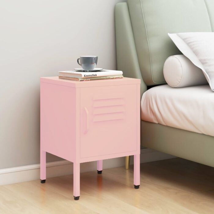 VXL8720286565230_m_en_hd_1.jpg Table de chevet Rose 35x35x51 cm Acier – Image 1