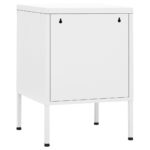 Table de chevet Blanc 35x35x51 cm Acier – Image 4