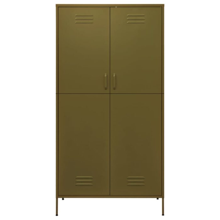 Garde-robe Vert olive 90x50x180 cm Acier – Image 2