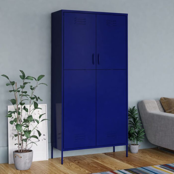 Garde-robe Bleu marine 90x50x180 cm Acier – Image 1