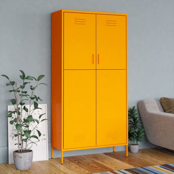 Garde-robe Jaune moutarde 90x50x180 cm Acier – Image 1