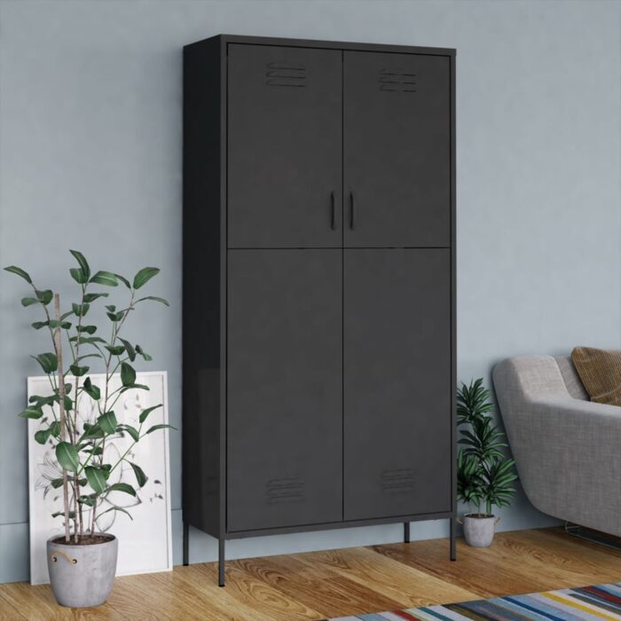 Garde-robe Anthracite 90x50x180 cm Acier – Image 1