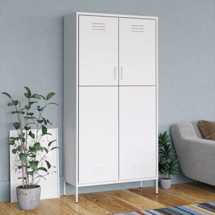 Garde-robe Blanc 90x50x180 cm Acier – Image 1