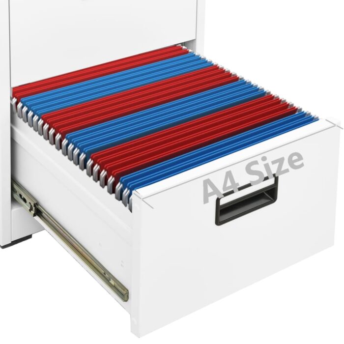 Classeur Blanc 46x62x102,5 cm Acier – Image 2
