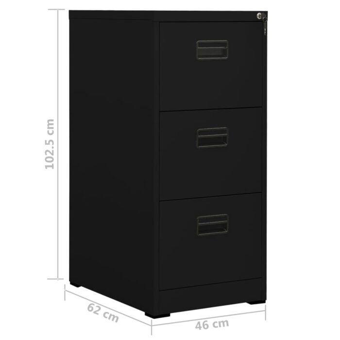Classeur Noir 46x62x102,5 cm Acier – Image 10