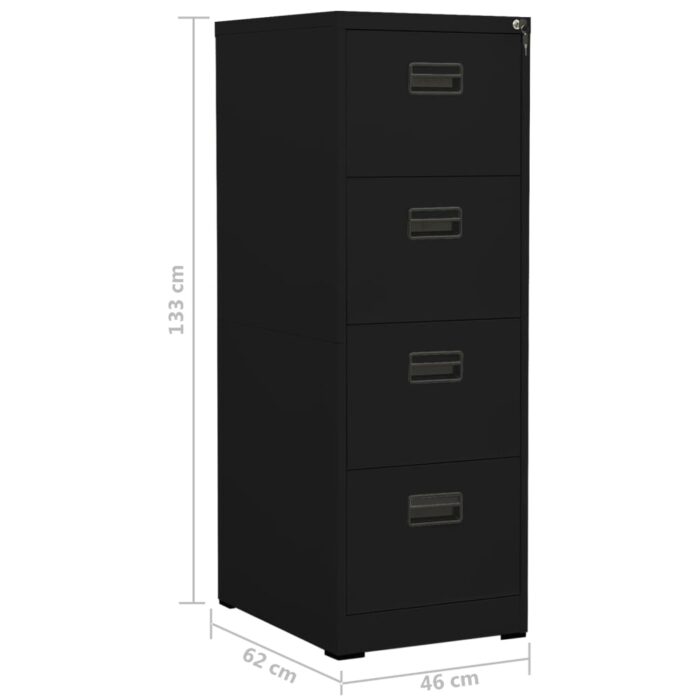Classeur Noir 46x62x133 cm Acier – Image 10