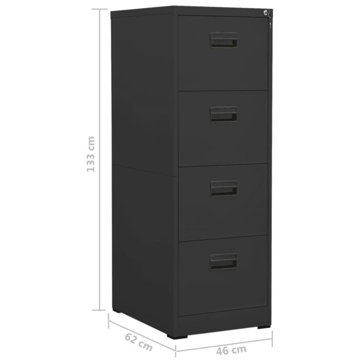 Classeur Anthracite 46x62x133 cm Acier – Image 10