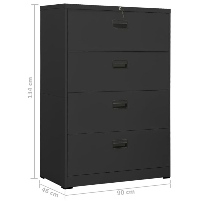 Classeur Anthracite 90x46x134 cm Acier – Image 11