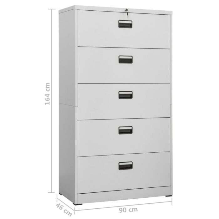 Classeur Gris clair 90x46x164 cm Acier – Image 11