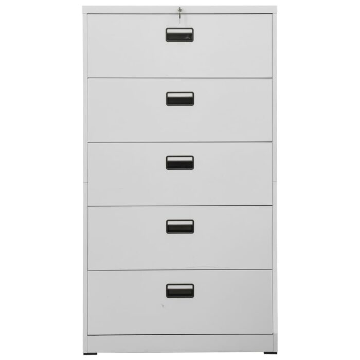 Classeur Gris clair 90x46x164 cm Acier – Image 2