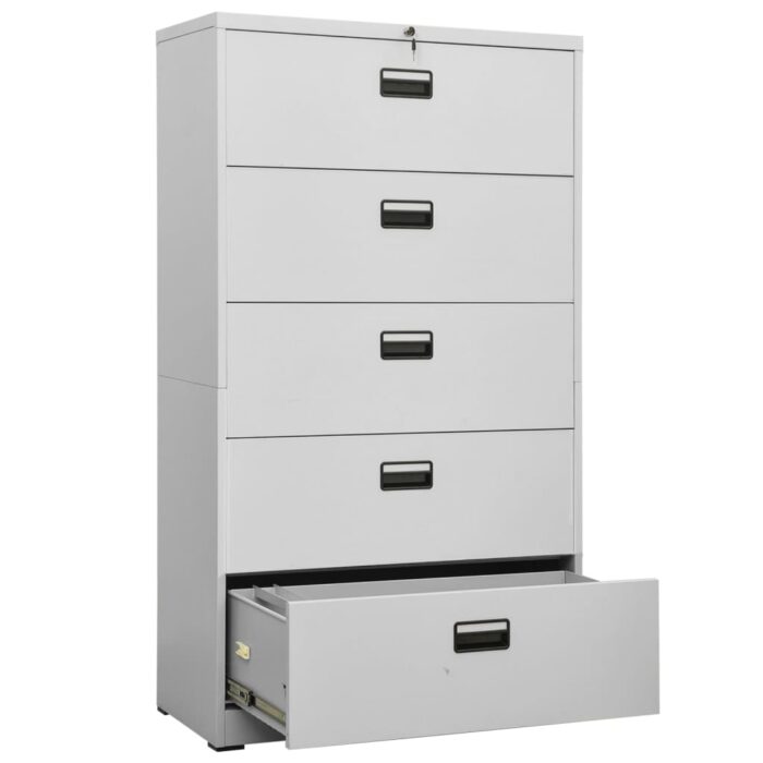 Classeur Gris clair 90x46x164 cm Acier – Image 5