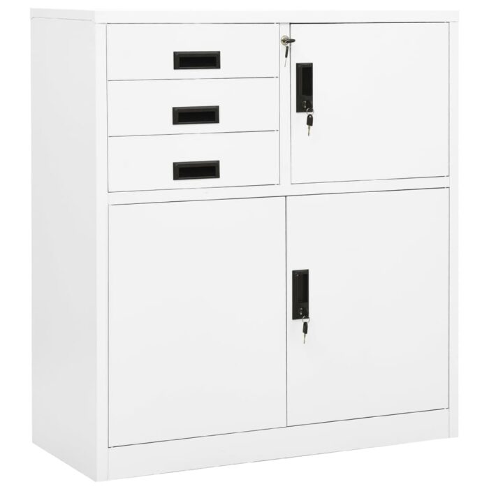 Armoire de bureau Blanc 90x40x102 cm Acier – Image 1