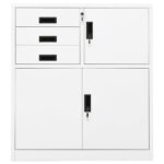 Armoire de bureau Blanc 90x40x102 cm Acier – Image 2