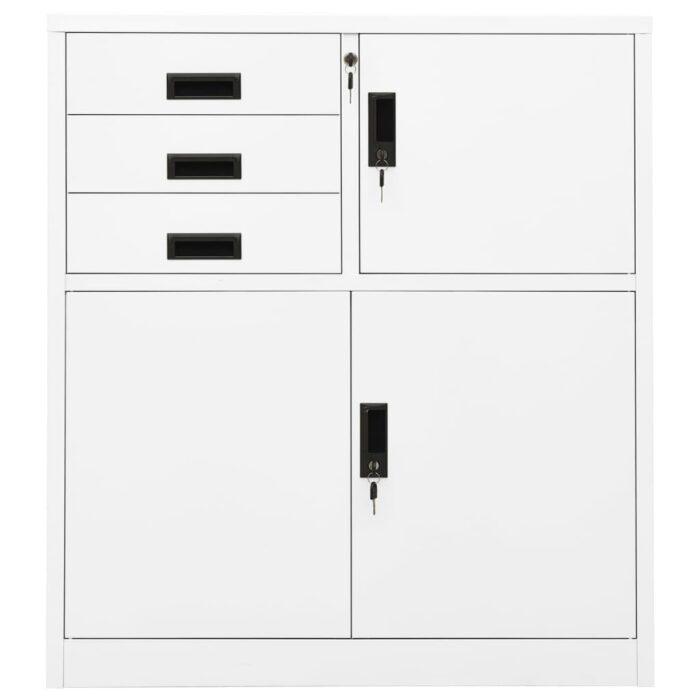 Armoire de bureau Blanc 90x40x102 cm Acier – Image 2