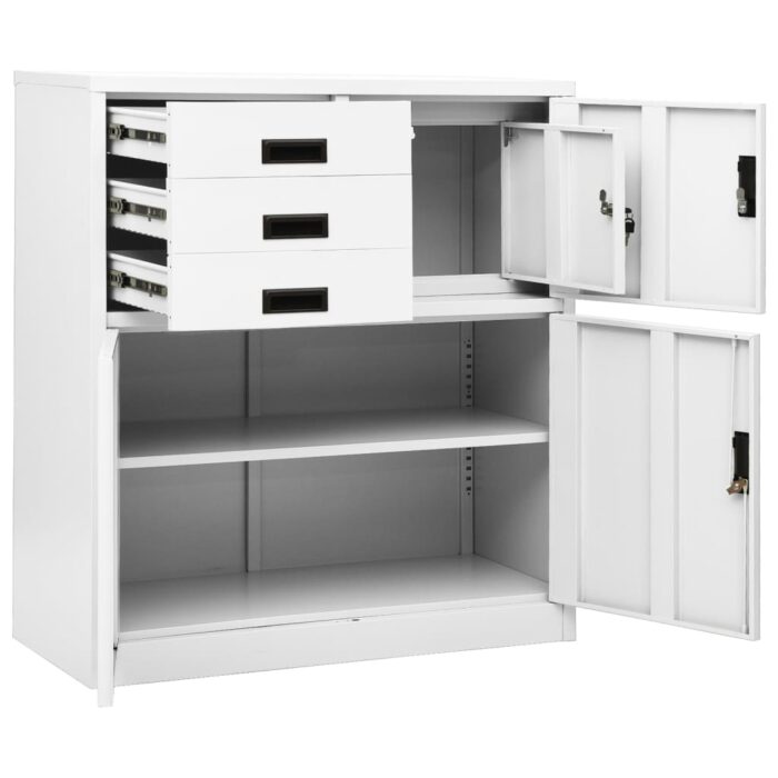 Armoire de bureau Blanc 90x40x102 cm Acier – Image 6