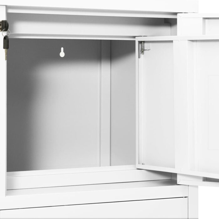 Armoire de bureau Blanc 90x40x102 cm Acier – Image 7