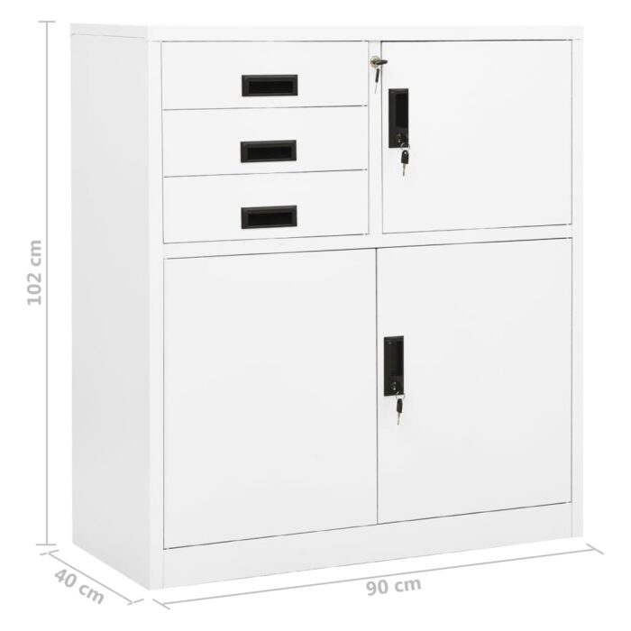 Armoire de bureau Blanc 90x40x102 cm Acier – Image 9