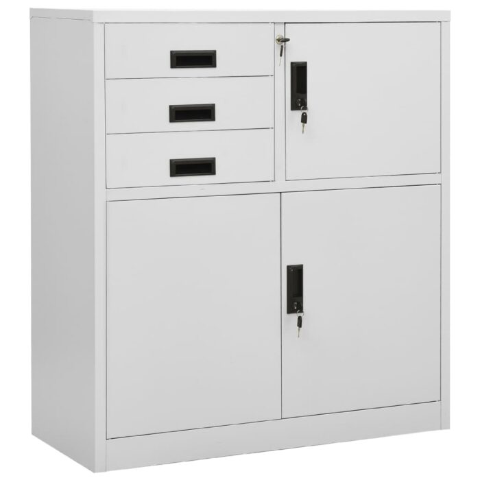 Armoire de bureau Gris clair 90x40x102 cm Acier – Image 1