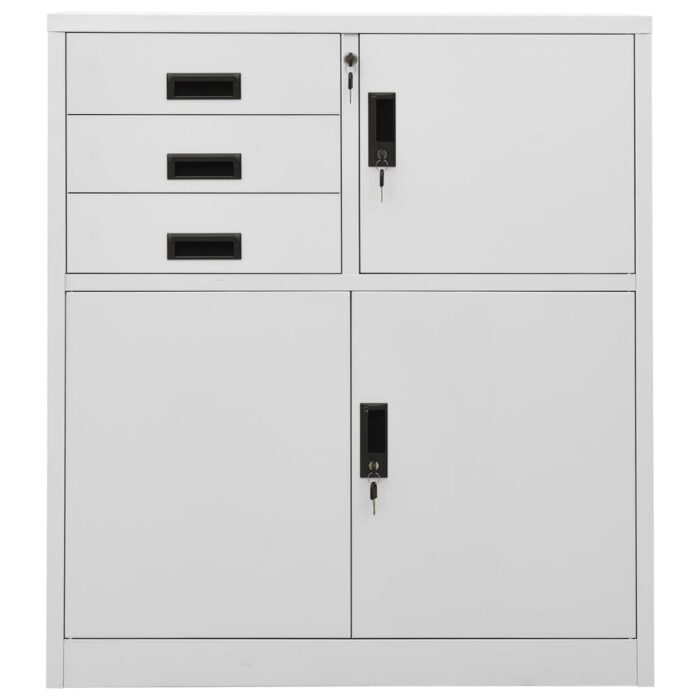 Armoire de bureau Gris clair 90x40x102 cm Acier – Image 2