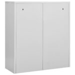 Armoire de bureau Gris clair 90x40x102 cm Acier – Image 5