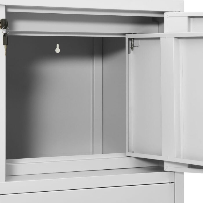 Armoire de bureau Gris clair 90x40x102 cm Acier – Image 7