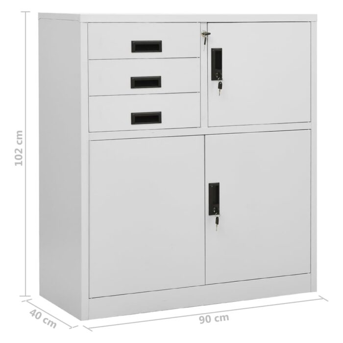 Armoire de bureau Gris clair 90x40x102 cm Acier – Image 9