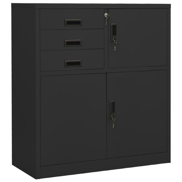 Armoire de bureau Anthracite 90x40x102 cm Acier – Image 1