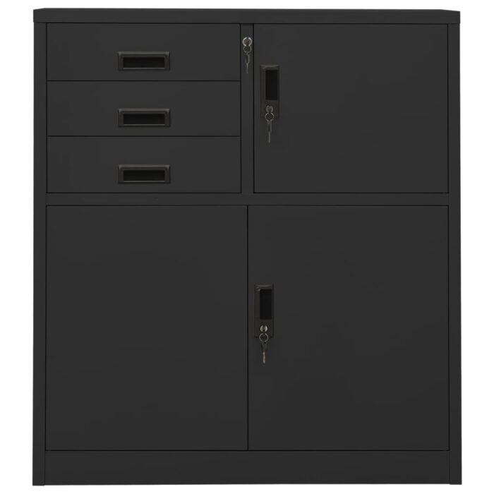 Armoire de bureau Anthracite 90x40x102 cm Acier – Image 2