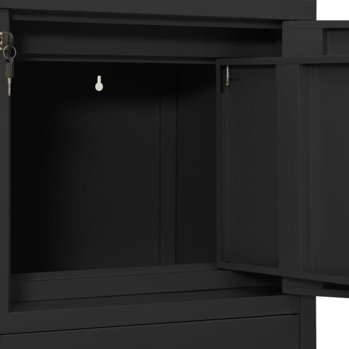 Armoire de bureau Anthracite 90x40x102 cm Acier – Image 7