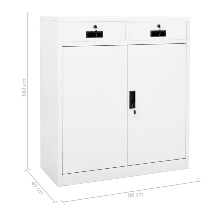 Armoire de bureau Blanc 90x40x102 cm Acier – Image 10
