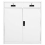 Armoire de bureau Blanc 90x40x102 cm Acier – Image 4