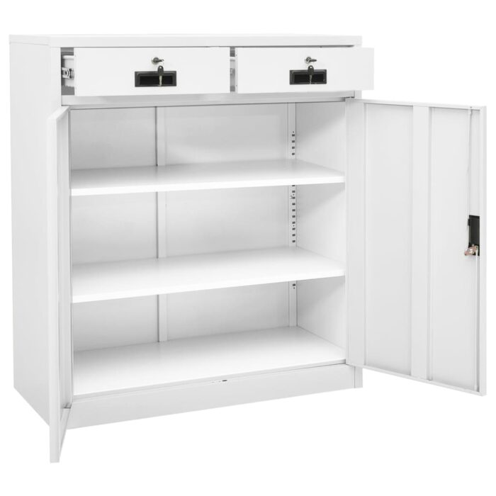 Armoire de bureau Blanc 90x40x102 cm Acier – Image 8