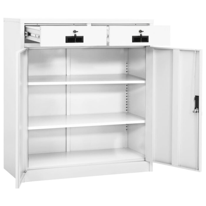 Armoire de bureau Blanc 90x40x102 cm Acier – Image 9
