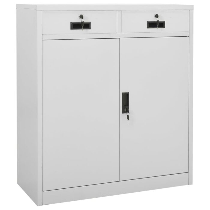 Armoire de bureau Gris clair 90x40x102 cm Acier – Image 1