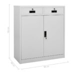 Armoire de bureau Gris clair 90x40x102 cm Acier – Image 10