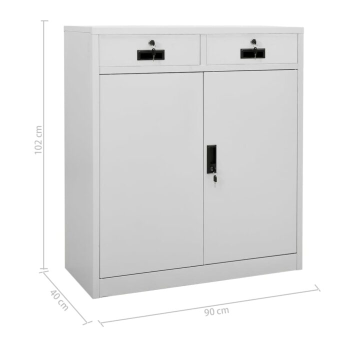 Armoire de bureau Gris clair 90x40x102 cm Acier – Image 10