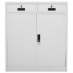 Armoire de bureau Gris clair 90x40x102 cm Acier – Image 4
