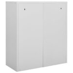 Armoire de bureau Gris clair 90x40x102 cm Acier – Image 7