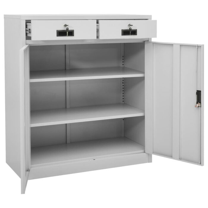 Armoire de bureau Gris clair 90x40x102 cm Acier – Image 8