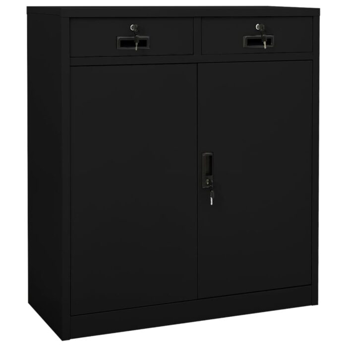 Armoire de bureau Noir 90x40x102 cm Acier – Image 1