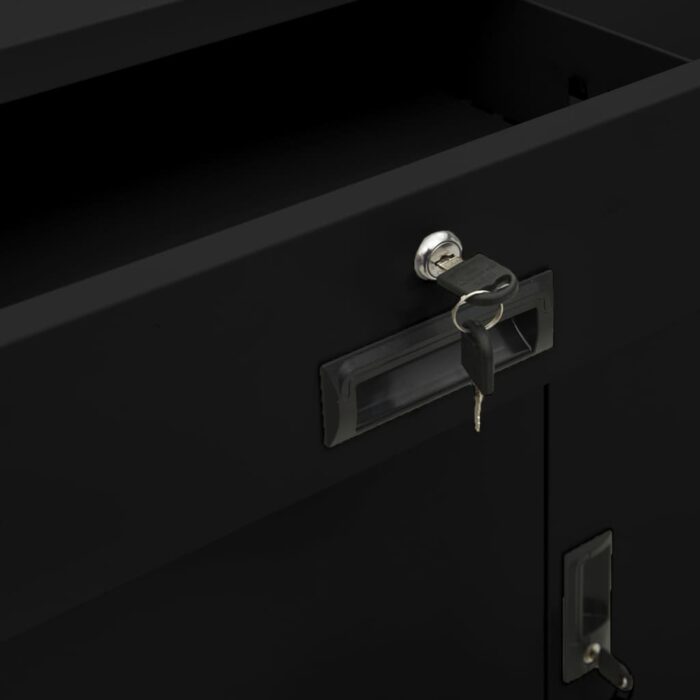 Armoire de bureau Noir 90x40x102 cm Acier – Image 2