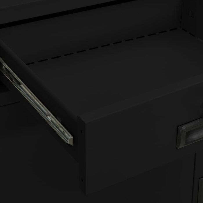 Armoire de bureau Noir 90x40x102 cm Acier – Image 3