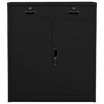 Armoire de bureau Noir 90x40x102 cm Acier – Image 5