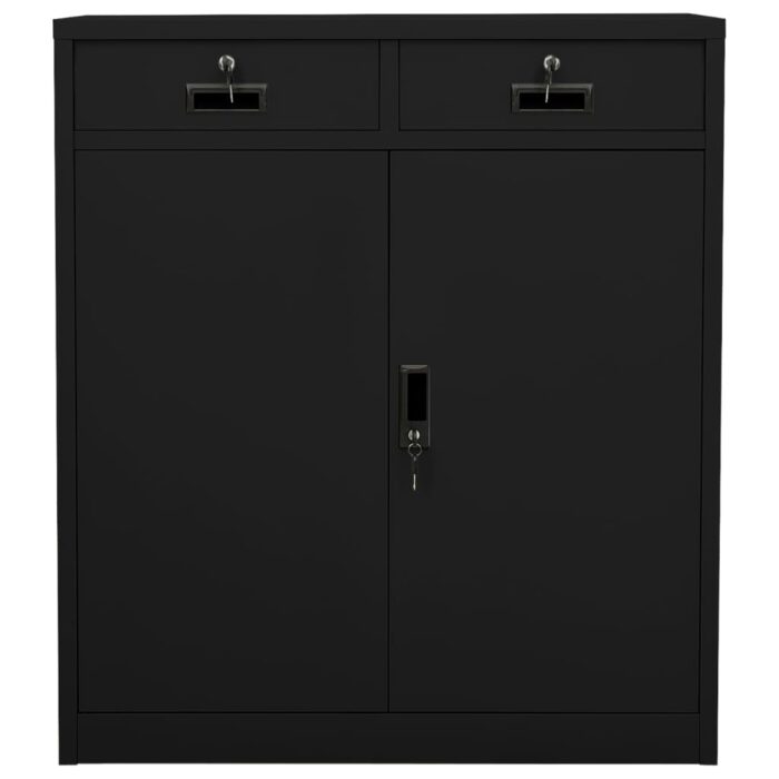 Armoire de bureau Noir 90x40x102 cm Acier – Image 5