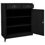 Armoire de bureau Noir 90x40x102 cm Acier – Image 8