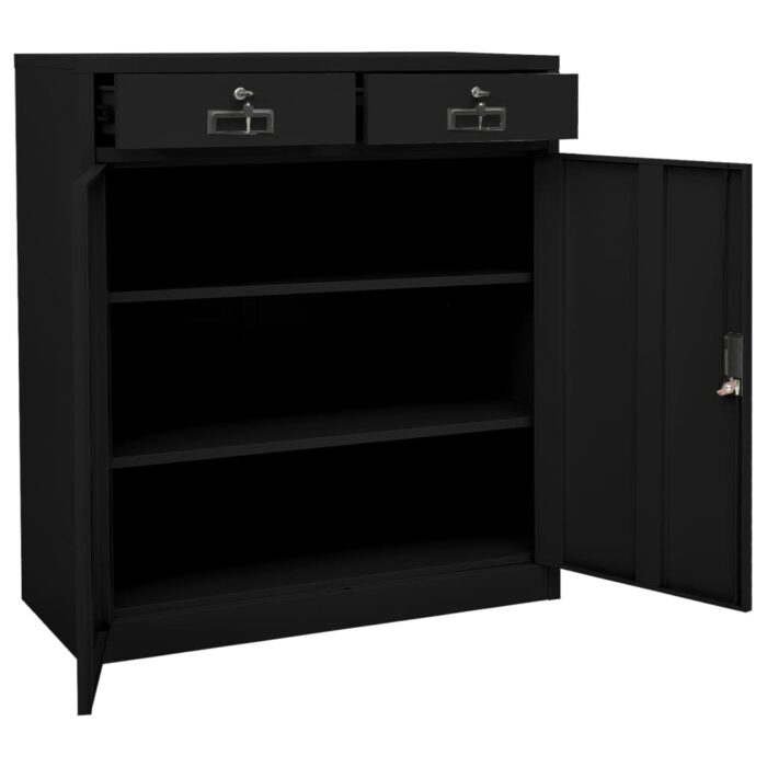 Armoire de bureau Noir 90x40x102 cm Acier – Image 8